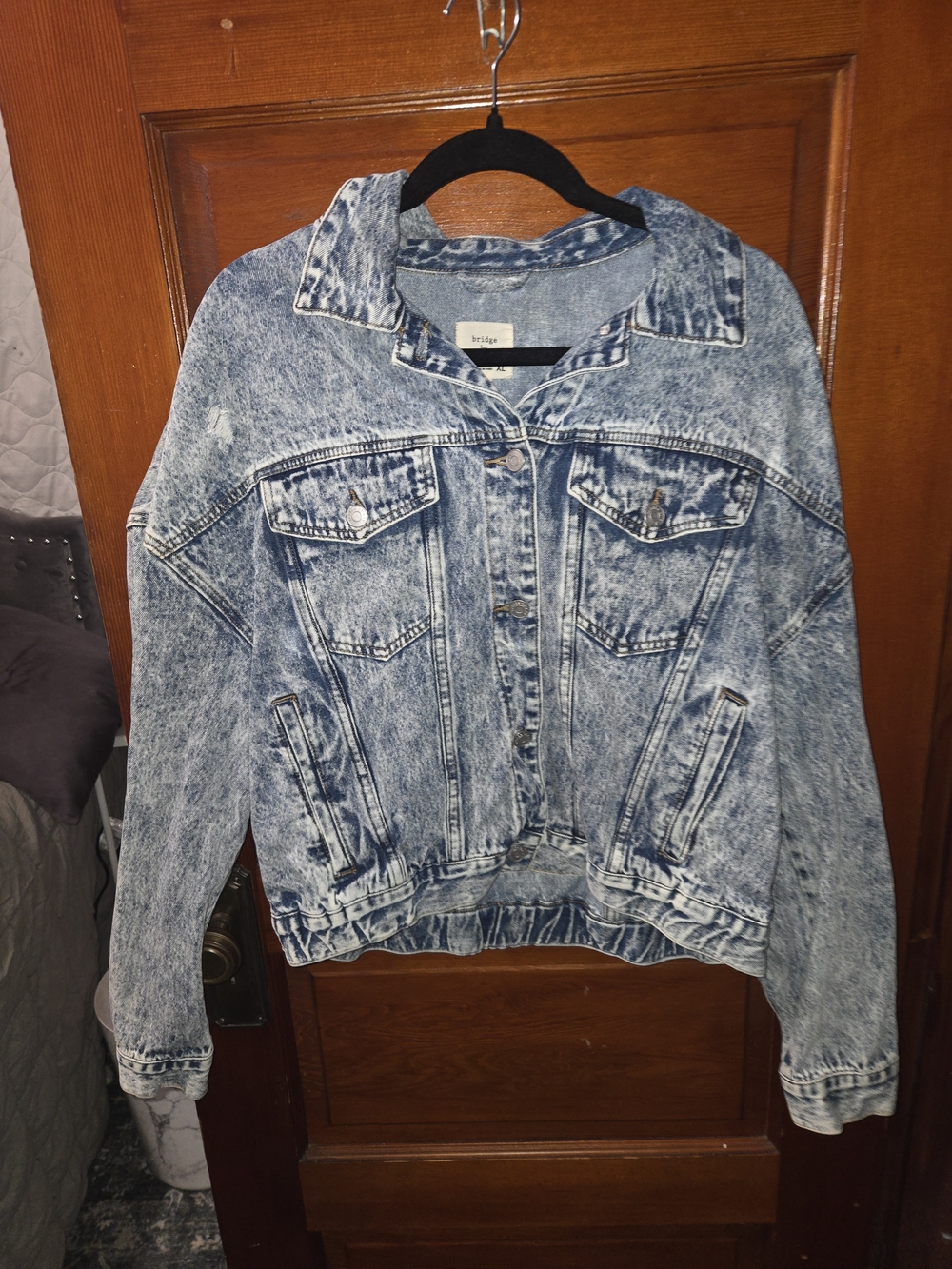 Bridge Acid-Wash Denim Jacket - Light Blue